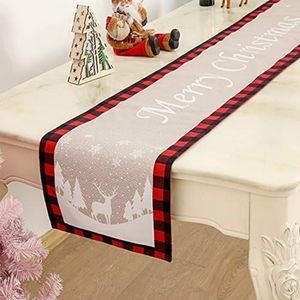 Christmas Table Runner with Reindeer Pattern